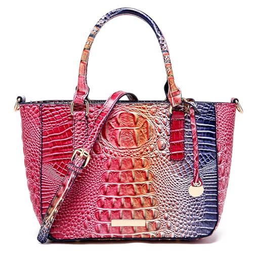 Makcr Joacbv Ladies Tote Leather Bags for Women Crocodile Embossed Zipper Satchel Purse Elegant Compartments Crossbody Work