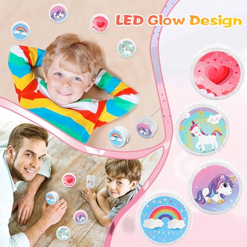 16 Pcs Light up Yo Yo for Kids LED Responsive Ball Plastic Unicorn Yoyo Pink Yoyo Rainbow Heart for Beginner Kids Girls Gifts Birthday Christmas