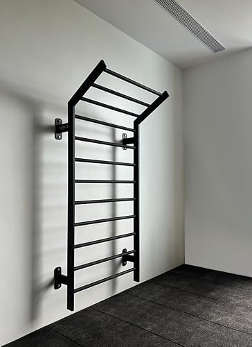Angled Swedish Ladder Wall Bar Heavy Duty Powder Coated Metal Wall Mounted Stall Bar for Gym, Yoga, Exercise, Physiotherapists, Calisthenics & Gymnast