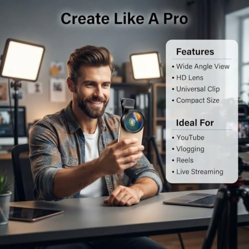 Image of Drumstone (𝐁𝐞𝐬𝐭 𝐂𝐡𝐨𝐢𝐜𝐞) 2 in 1 Mobile Camera Lens Kit with Wide Angle and Macro Lens, 37mm HD Clip On Lens for Smartphone Photography Vlogging and Travel,𝟏𝟓 𝐘𝐞𝐚𝐫𝐬 𝐖𝐚𝐫𝐫𝐚𝐧𝐭𝐲