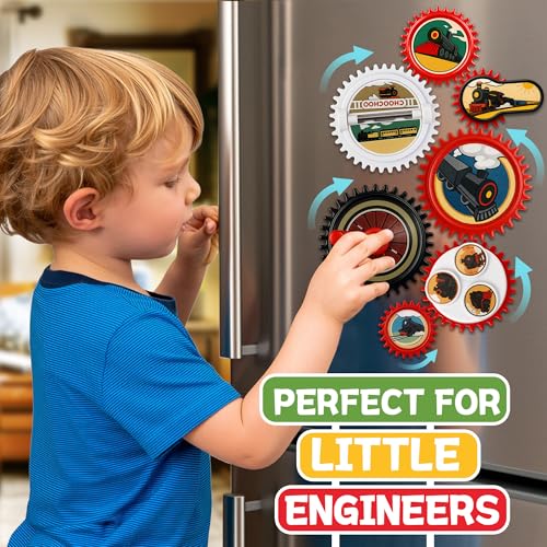 Image of 7PCS Magnetic Gear Toy Set, Train-Themed Gear Toys for Toddlers 1-3, Educational STEM Gears Toys for Kids, Cute Fridge Magnets for Toddlers, Montessori Learning Toy Gift for Boys Girls | Magnetic Fridge Gears, Montessori Learning Toy, Hands-On STEM Play, Creative Gift for Toddlers Boys and Girls