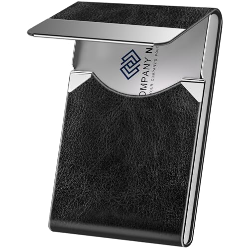 DMFLY Business Card Holder for Women or Men, Business Card Case with PU Leather and Stainless Steel...