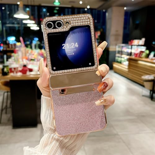 Étui en cuir brillant Galaxy Z Flip 5 coque de luxe galvanisée