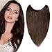Produktbild SEGO Haarverlängerung Extensions Echthaar mit Unsichtbarer Draht 1 Tresse Haarteil Remy Haare Haarverdichtung Glatt Mittelbraun#4-2 18"(45cm)-65g