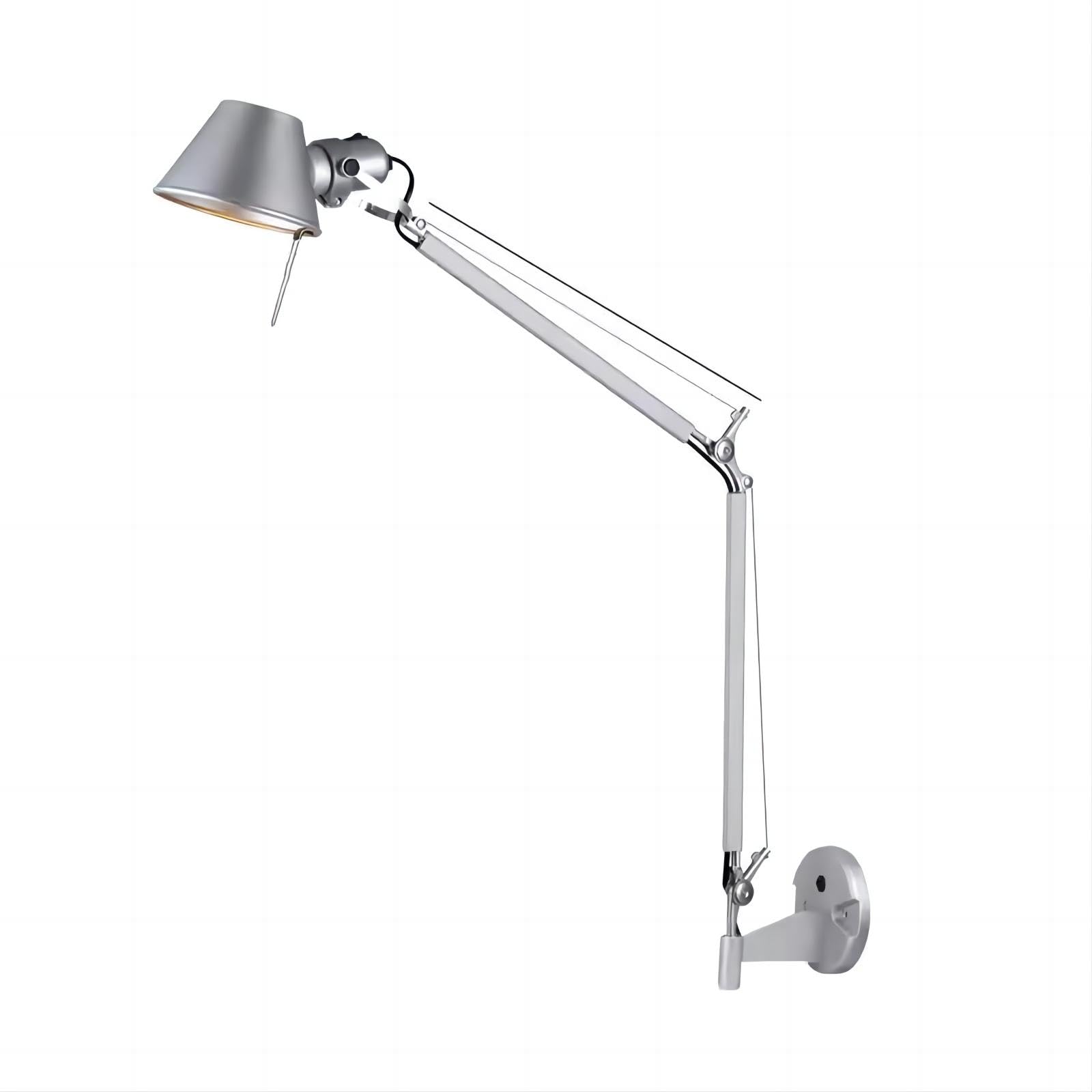 LIGHTLAND Modern Simple Telescopic Folding Rocker arm Silver Wall Light Bedroom headboard Living Room Sofa Wall with Plug Adjustable Angle Rotating Reading Light - Trumpet