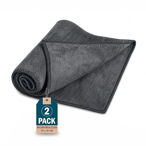 Image of JD FRESH 2 Pack Microfiber Cloth 40x40 cm /400 GSM Thick Lint & Streak Free Multipurpose Cloth /Automotive Microfibre Towel for Car Bike Cleaning Polishing Washing Detailing Interior Exterior - Grey