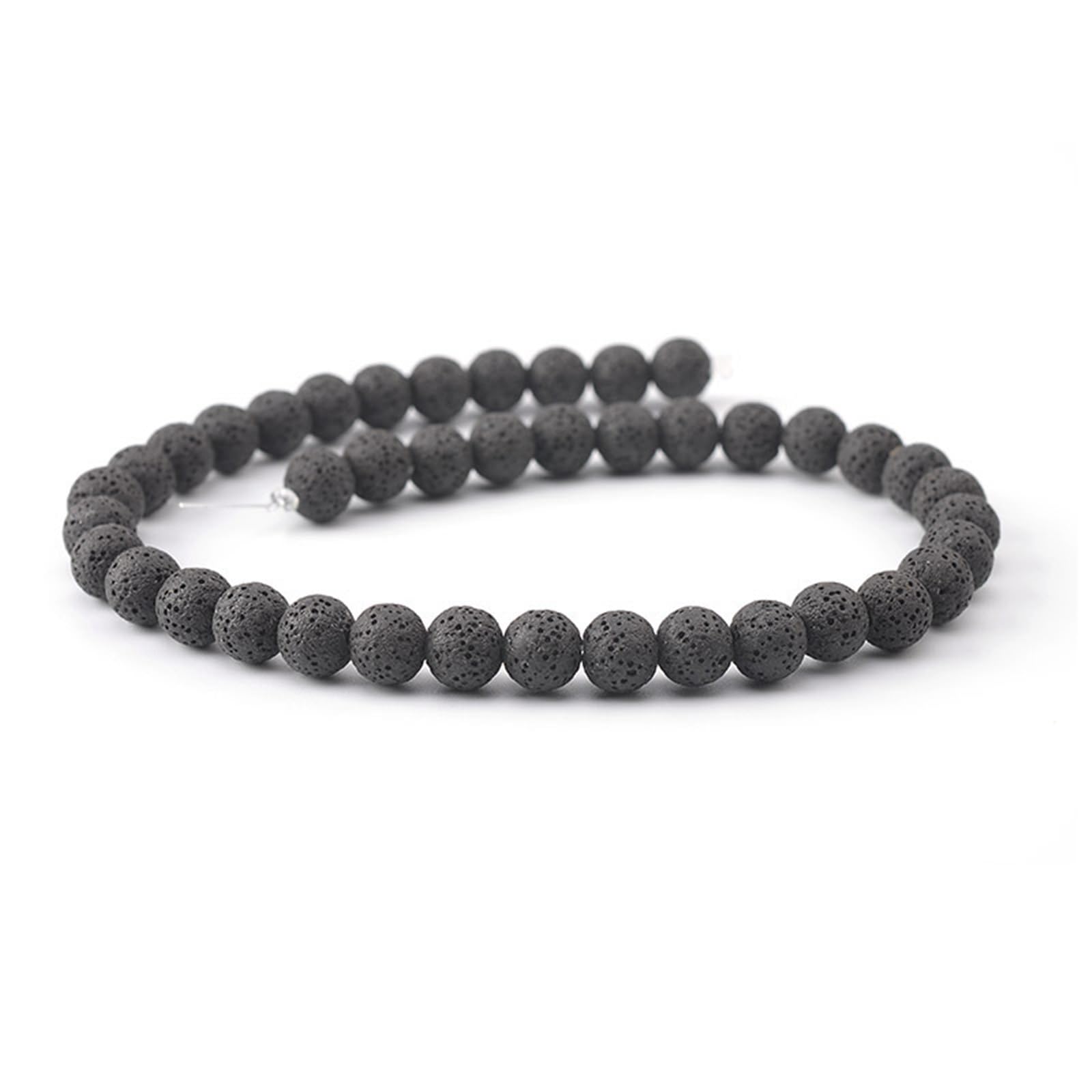 QuxetlRyz Craft Beading Kit Natural Stone Beads Colorful Black Round Loose 6mm-16mm for DIY Necklace Bracelet Jewelry Making(Black,8mm 48beads)