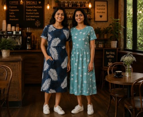 Image of Maternity Feeding Maxi Dress with Pockets, Green Butterfly Print, Zipless Long Pregnancy Gown, Pre & Post Maternity Wear Ankle Length