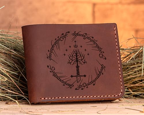 Lord Rings Wallet, Tree Of Gondor Gift for Him, One Ring Hobbit, Bifold Mens Wallet, Handmade Leather Wallet, Mens Gift For Father, Husband Gift, Boyfriend Gift k6022