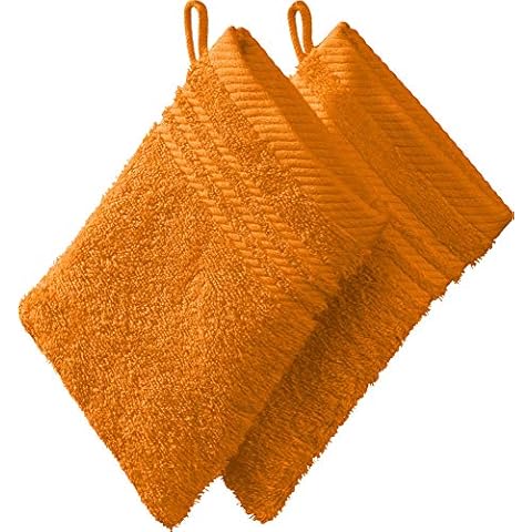 REDBEST Waschhandschuh, Waschlappen New York 2er- Pack orange Größe 15x21 cm Cover