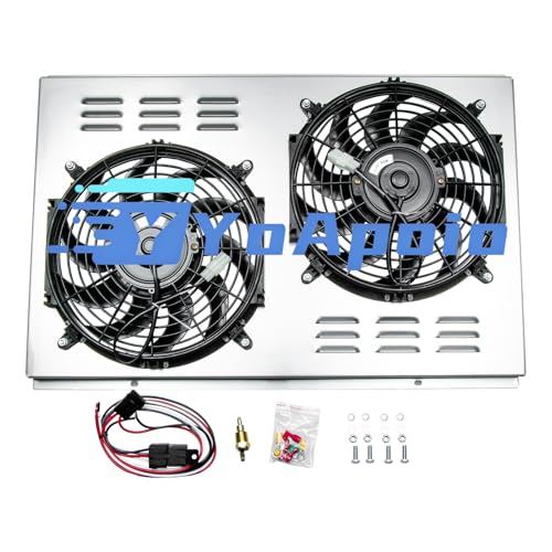 YoApoio Automotive Radiator Cooling Fan Shroud Relay for Chevy Corvette Base Stingray 5.7L 7.4L V8 1973-1976, Automotive Aluminum Electric Radiator Fan Shroud Relay Kit