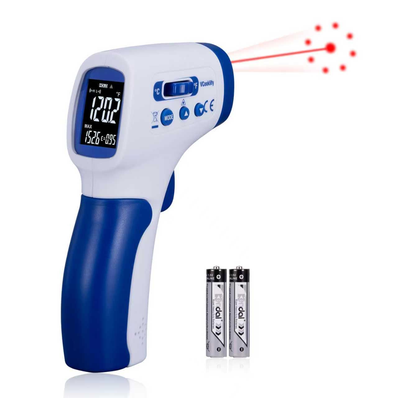 Ring Laser DS 20:1 pistola termometro a infrarossi, pistola di temperatura con emissione regolabile e allarme alto/basso, precisione ± 1%
