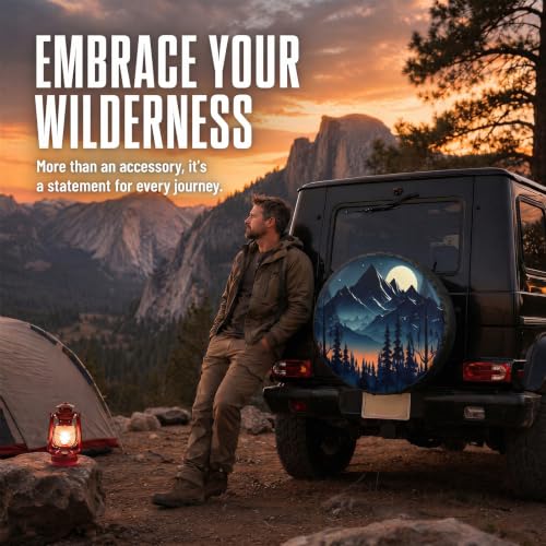 Image of Camper Spare Tire Cover for Rv Trailer Spare Tire Cover Waterproof Dustproof Trailer Tire Covers for SUV Truck Travel (Forest, 15in Suita)