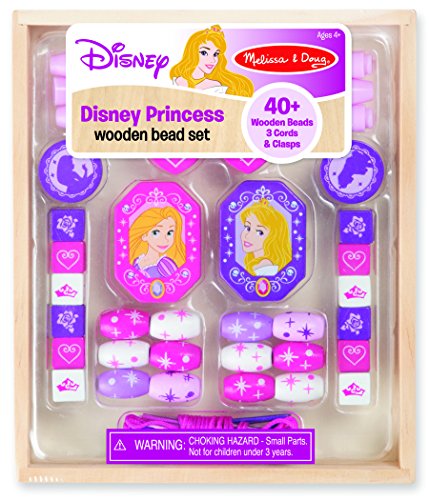 Melissa & Doug Disney Princess Wooden Bead Set With 40+ Beads for Jewelry-Making