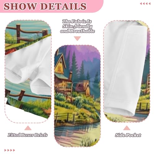 Joisal Skirts with Shorts Colorful Countryside Village Scene Girls' Shorts Athletic Skorts Neon Little Girl 4t 5