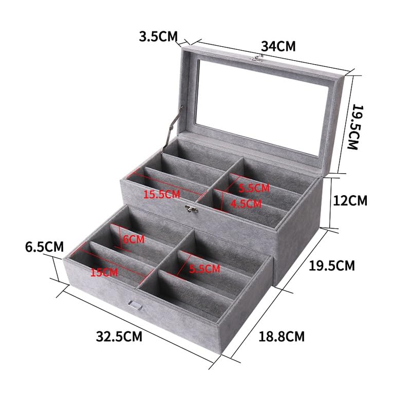 Brillenaufbewahrungsbox, Mehrgitter-Schublade for Zuhause, Sonnenbrillenständer, große Kapazität, tragbare Desktop-Ornamente Brillenetui für Damen