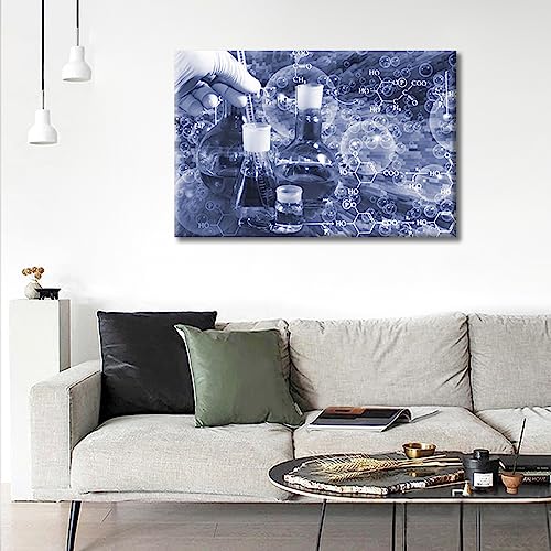 Image of TUMOVO 1 PanelsScientist and Test Tubes Laboratory Concept Artwork Canvas Paintings for Bedroom, Living Room, Office. Medical Chemical Equations Home Decor Framed Ready to Hang (16 inch Wx24 H)