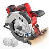Ecarke 7-1/4' Cordless Circular Saw, Compatible with Milwaukee 18V Battery (Tool Only), Electric Circular Saw with Laser Guide, 5000RPM, 0–45° Bevel, 2-1/4' Cutting Depth, Includes 2 Blades (24T&40T)