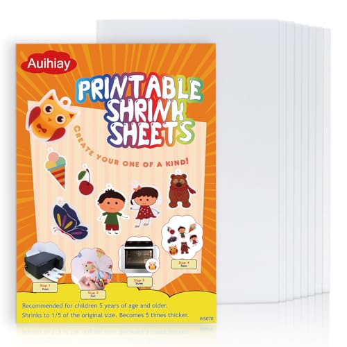 Auihiay Printable Shrink Plastic Sheets Shrink Paper Shrink Art for Kids DIY Shrink Photo Key Chains and Fathers Day 8.3 x 11.6 inch / 21 x 29.5 cm