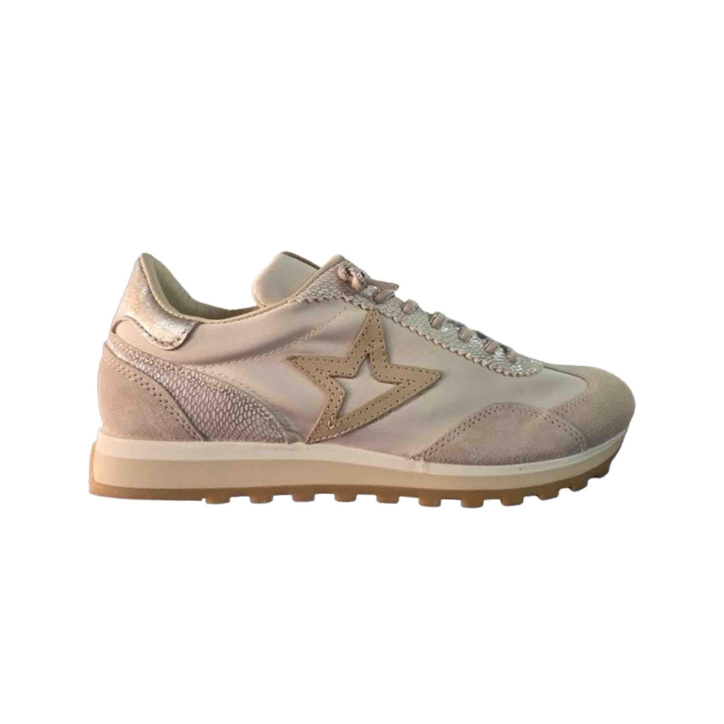 CETTI - Zapatos,Sneakers,de Piel y Tela,cordón elástico,cuña,Suela de Goma,Ante,Nobuck,Plantilla Extraible, para: Mujer