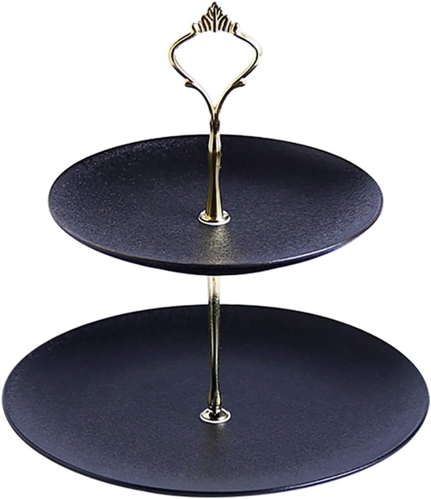 Cupcake Stand Cupcake Stands for Dessert Table European Style Living Room Afternoon Tea Ceramic Snack Stand Modern Creative 2/3 Layer Candies and Dried Fruit Tray Rack Desktop Decoration (Black a 2 l
