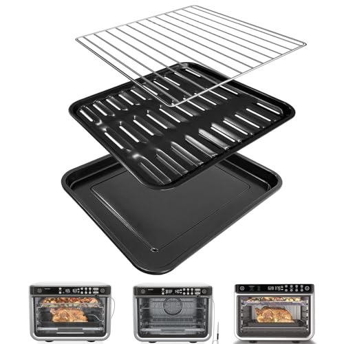 Image of 3PCS Air Fryer Set for Ninja Foodi DT251 DT201 DT200 Digital Air Fryer Countertop Oven Accessories Sheet Pan, Roast Tray & Wire Rack Replacement Parts for Baking, Roasting, Dishwasher Safe