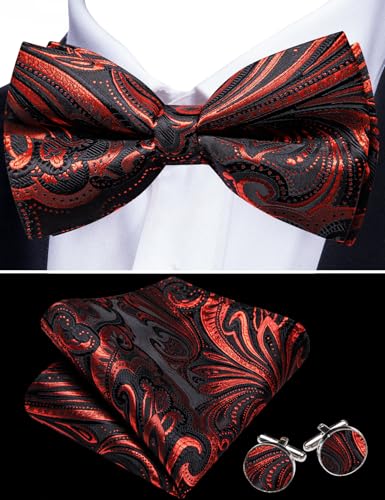 Image of Barry.Wang Men's Suit Vest Tie Bowtie Set Formal Silk Paisley Waistcoat Hanky Cufflinks Lapel Pin Set Wedding Party 7PCS