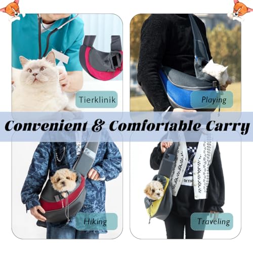 XGOPTS Hundetragetasche Verstellbar Tragetasche Hund bis 5 kg Atmungsaktiv Tragetuch Hund Outdoor Hundetasche für Kleine Hunde Katzen Schwarz