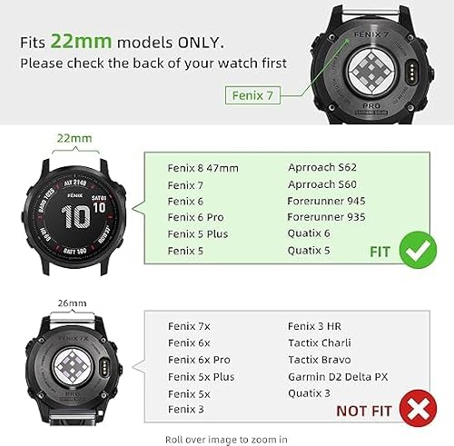 SMYAOSI pasek do zegarka Garmin Fenix 7 Solar, zapasowe metalowe bransoletki ze stali nierdzewnej do Fenix 6 Pro/Forerunner 935/Forerunner 955/945/Fenix 5, akcesoria do smartwatcha, Jeden rozmiar