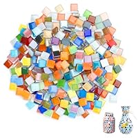 1000g Kristall Mosaik Fliesen, Mosaiksteine zum Basteln Bunt, Mosaik Bastelset Kinder, Mosaikfliesen für Badezimmer, Küche, Heimdekoration, DIY Kunstprojekte (Farbmischung)