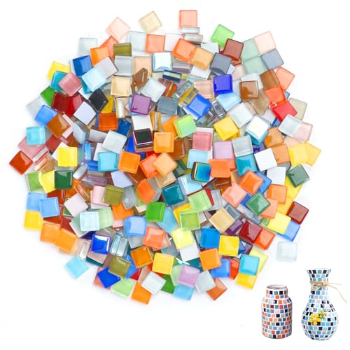 1000g Kristall Mosaik Fliesen, Mosaiksteine zum Basteln Bunt, Mosaik Bastelset Kinder, Mosaikfliesen für Badezimmer, Küche, Heimdekoration, DIY Kunstprojekte (Farbmischung)