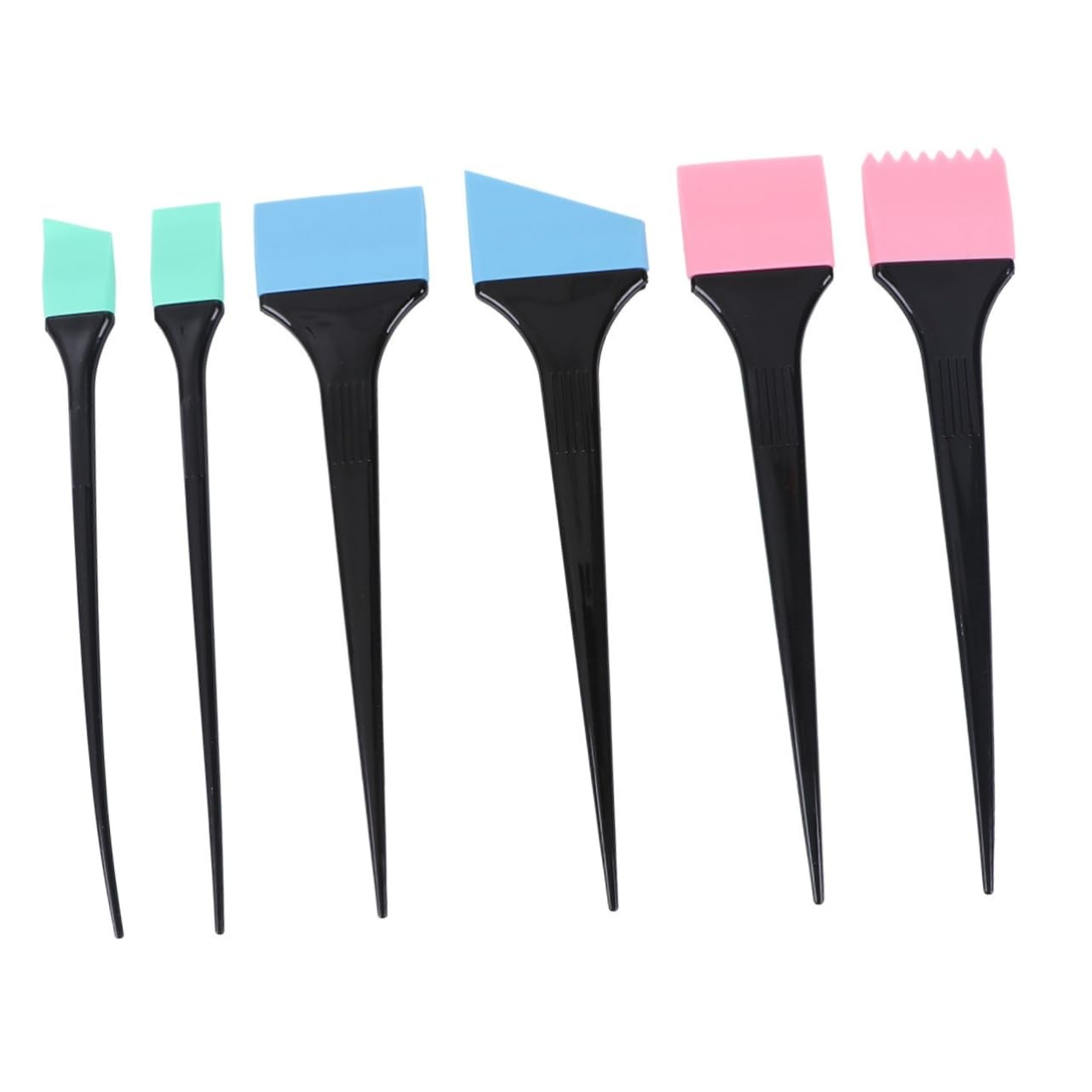 Baluue 6pcs Silicone Dye Sweeper Scraper Kit for Hair Coloring Highlighting Brush Set Random Color