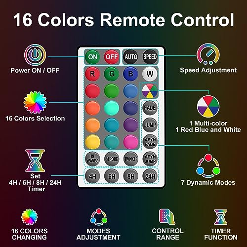 SINGCHUNGTE 50Ft 375 LED Color Changing Rope Lights Outdoor with Plug & Remote Waterproof 21 Colors String for Bedroom Party Wedding Patio Garden Holiday Decoration