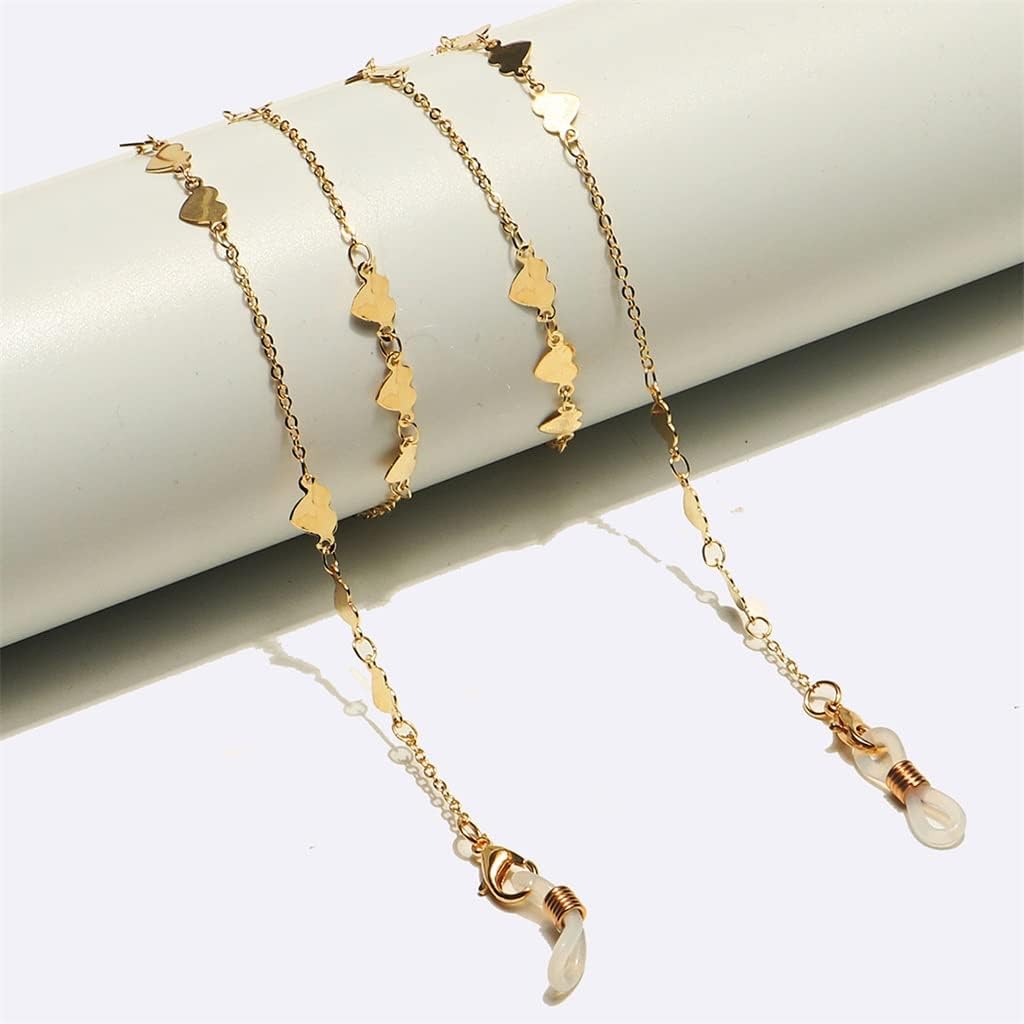 Metal Eyeglass Rope Gold Peach Heart Pendant Handmade Chain