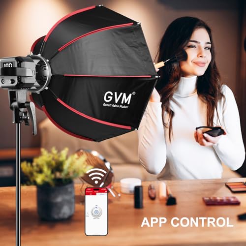 Image of GVM 80W Video Light, Studio Lights for Photography, Softbox Lighting Kit with Bowens Mount, CRI97+ 5600K Colour Temperature , 22in Softbox, Tripod Stand, YouTube, Video, Wedding