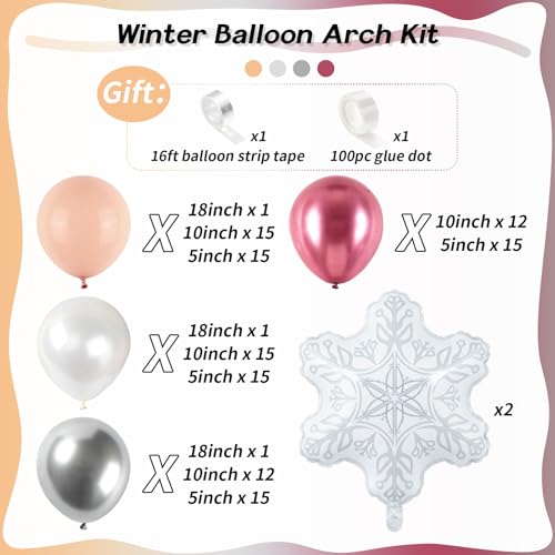 Guirnalda de globos para fiesta de invierno y Navidad con copos metálicos 2