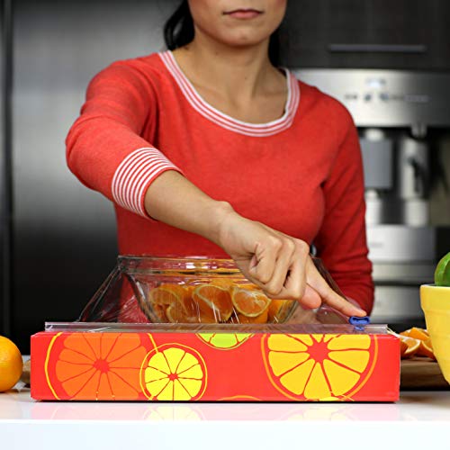 ChicWrap Citrus Refillable Plastic Wrap Dispenser with Slide Cutter and 250' of Professional BPA Free Plastic Wrap