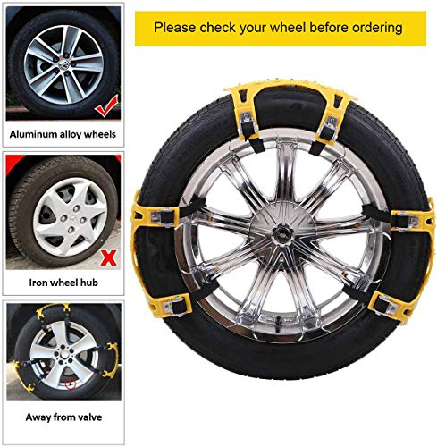 SUPTEMPO Car Snow Chains, 6Pcs Emergency Anti Slip Tire Traction Chains TPU Snow Chain for Light Truck/SUV/ATV Winter Universal Tire Security Chains