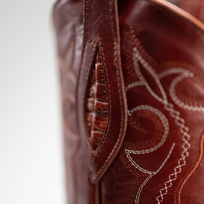 Men’s Genuine Leather Exotic Caiman Alligator Skin Print J-Toe Cowboy Western Boots - Shedron