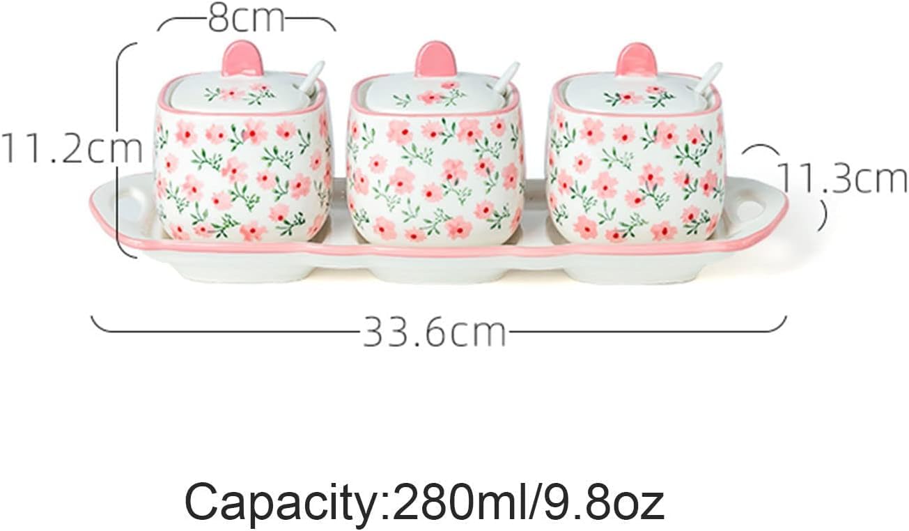 Sucrier en céramique peint à la main en forme de tasse à thé avec couvercle rouge/rose pour accessoires de café et rangement de cuisine