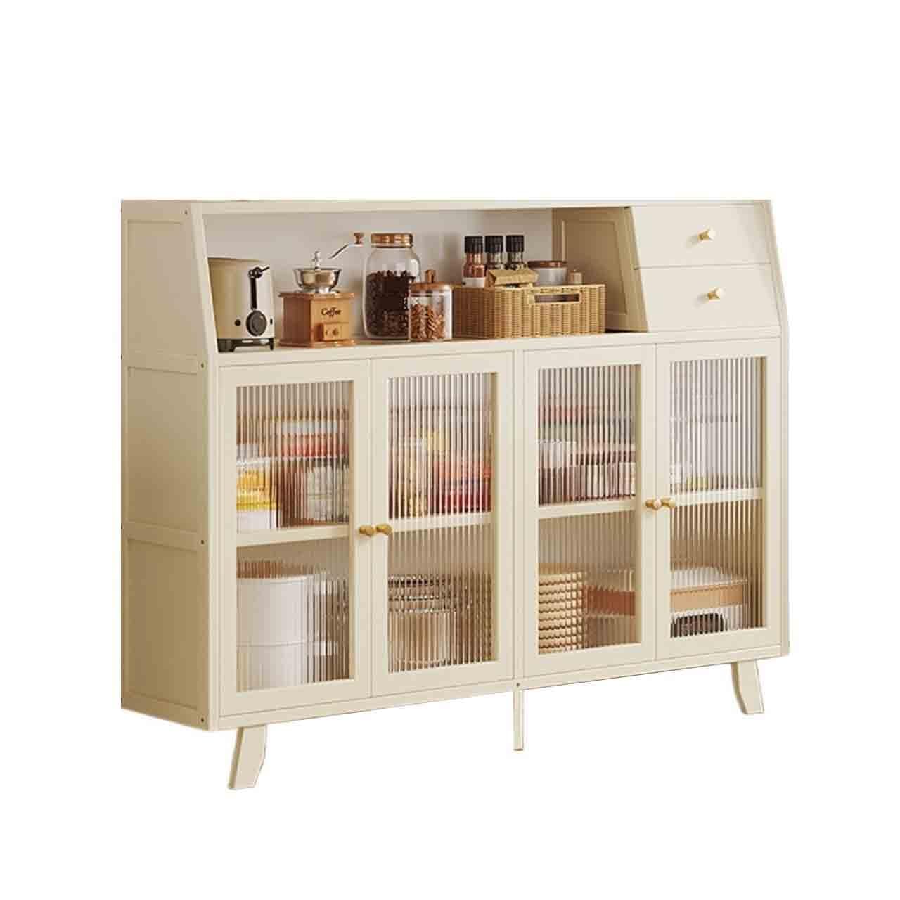 Mueble aparador Aparador de Cristal Estilo Retro for Cocina y salón. Unidad almacenaje integrada Cuatro Puertas, pie o for Colgar en la Pared Mesa de Centro Consola