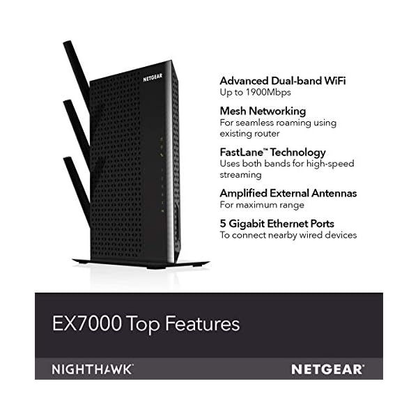 NETGEAR WiFi Mesh Range Extender EX7000 - Coverage up to 2100 sq.ft. and 35 Devices with AC1900 Dual Band Wireless Signal Booster & Repeater (up to 1900Mbps Speed), Plus Mesh Smart Roaming - Image 5