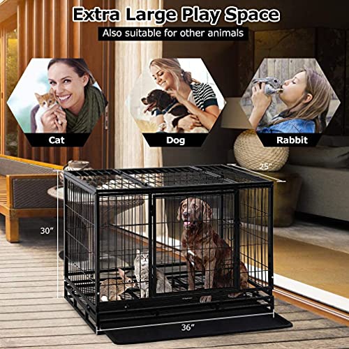 HGS 36-in Dog Crate Metal Dog Cage Heavy Duty Kennel for Large Dogs Pet Playpen for Training, Indoor Outdoor Dog Crate… - Image 5