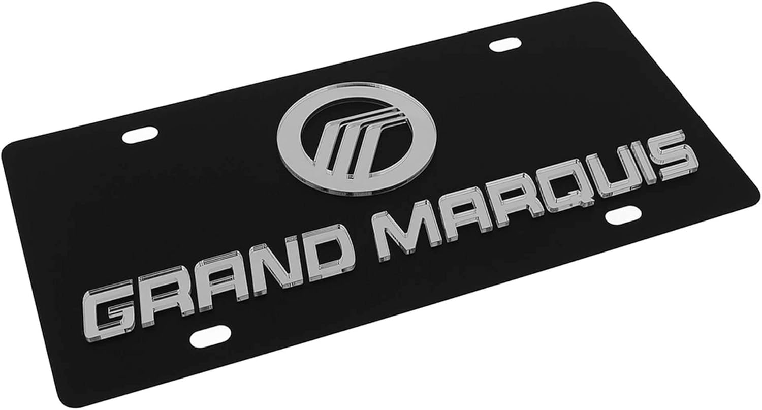 Mercury Grand Marquis License Plate on Black Steel