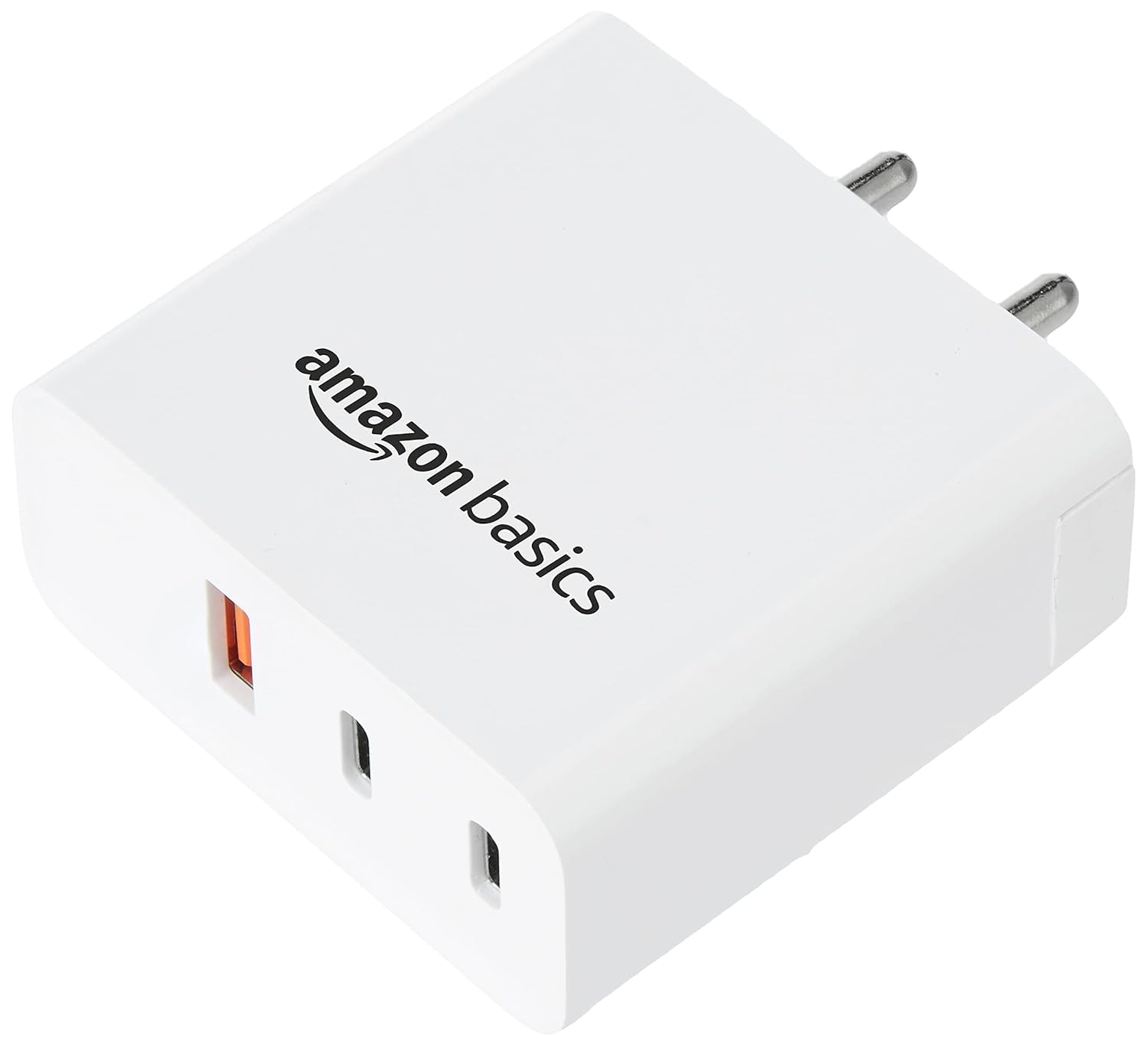 AmazonBasics High Power 65W Mobile/Laptop Charger Dual Port Output with Type-C Charging Cable (White)