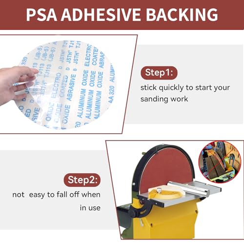 SenmaiTools 18 Stück Schleifpapier 300mm PSA Selbstklebende schleifscheiben Aluminiumoxid Kein Loch Schleifpads Set 3 x 40/80/120/180/240/320 Körnung für Holz Stein Metall und Farbe