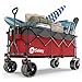 Sekey XXXL Carrello Spiaggia Ruote Grandi 300L 200KG, Carrello Pieghevole con Ruote Extra Larghe 17x10 cm a Tutti i Terreni, Brevettato Pieghevole da QUATTRO Direzioni SE4013, Grigio con Rosso