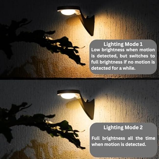 GSS Solar Wall Lights LED-1000LM 3000K- Outdoor Fence Solar Lights with Motion Sensor, IP65 Waterproof, Shed Lights Solar Powered, Aluminum, for Patio, Garage, 2 Pack