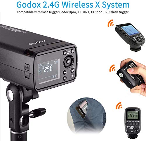 Godox AD200 Pro AD200Pro Flash Strobe, 200w 2.4G TTL 1/8000 HSS Speedlite with 2900mAh Lithium Battery, 500 Full Power Monolight，Bare Bulb/Speedlite Fresnel Flash Head by GODOX - Image 8