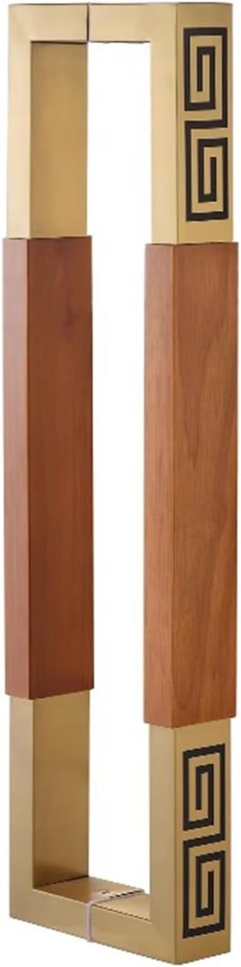 Gold Square Double Sided Door Handle Set, Metal & Wood Door Hardware Grip, Heavy Duty Door Swing Pulls for Office Hotel Entry Gate (Color : Brown, Size : 120cm/47 1/4" Length)